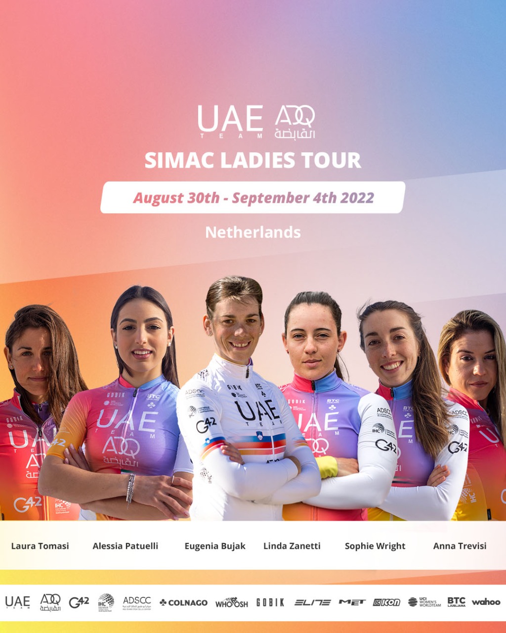 UAE Team ADQ: line-up for the Simac Ladies Tour 