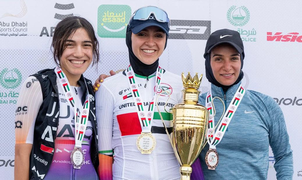 Safiya Alsayegh claims the UAE National Road Race title, Zahra Hussain second once again